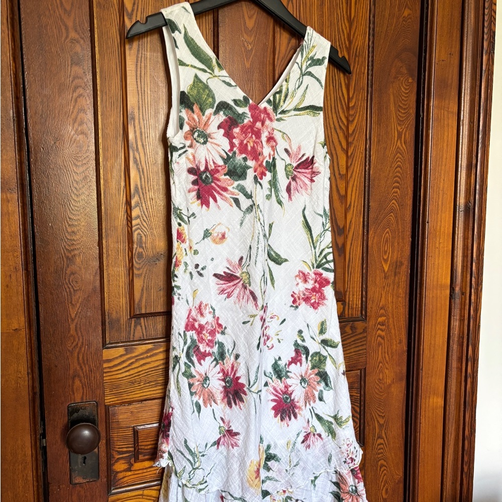 CHARLIE B Pink and Red Sleeveless V-Neck Sundress